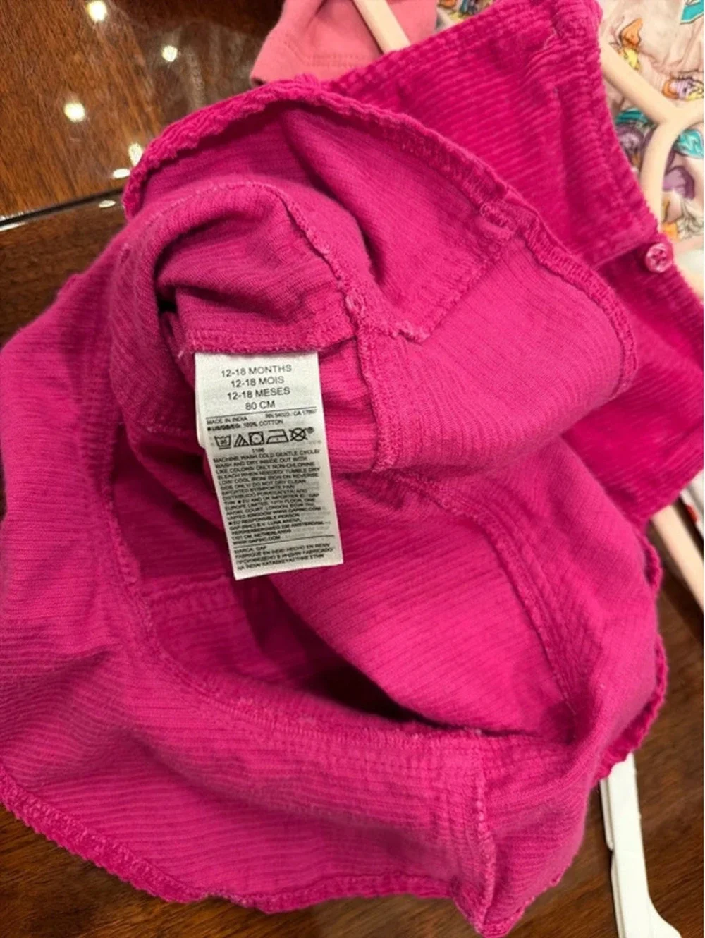 GAP Baby Girls 12-18 Months Pink Corduroy Peplum Top